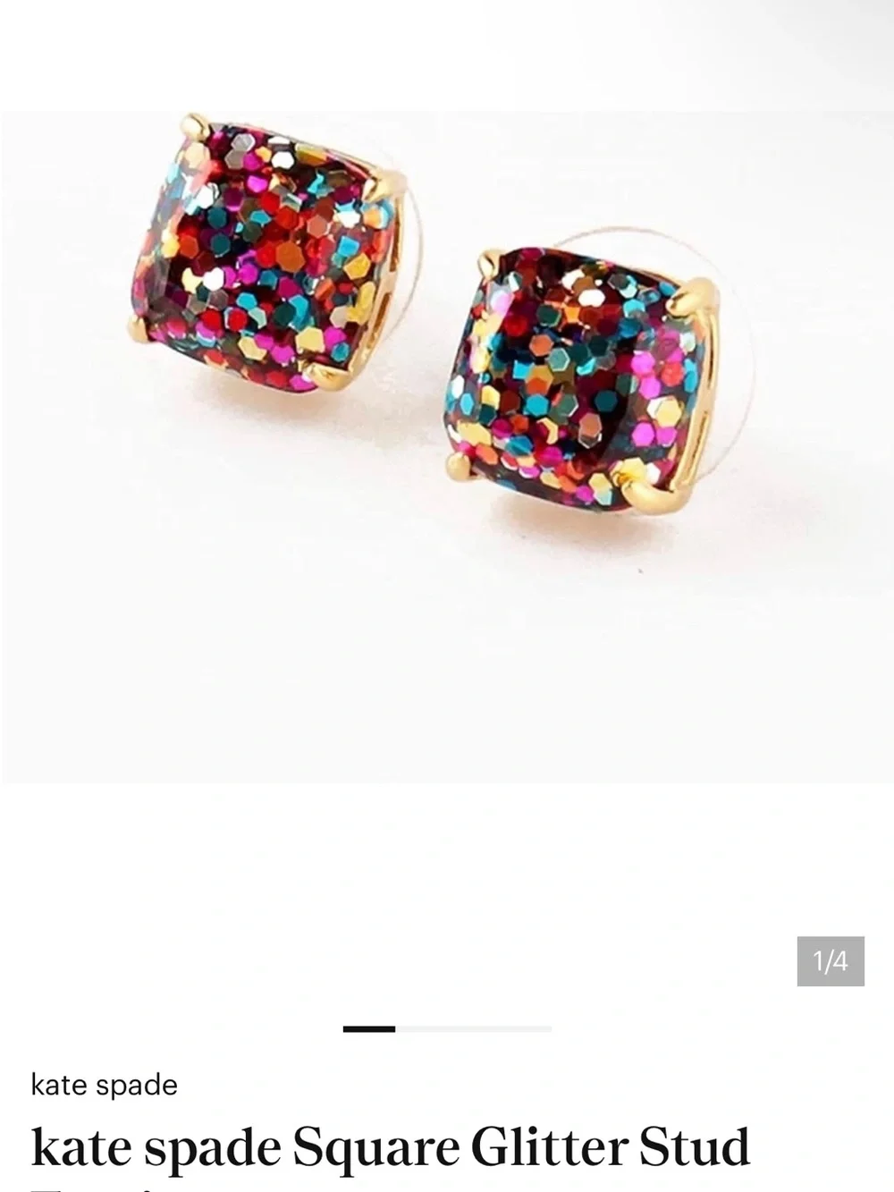 kate spade Gold-Trim Multicolor Glitter Square Stud Earrings